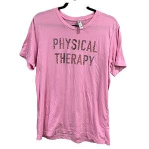 Physical Therapy Light Pink + Leopard Short Sleeve Graphic Tee Large